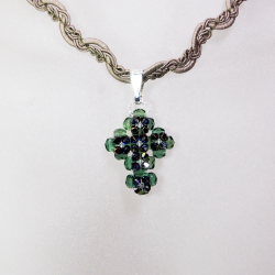 Pendant 45cm - Rusalka-Khaki Braid - Pendant 45cm - Laiton argenté